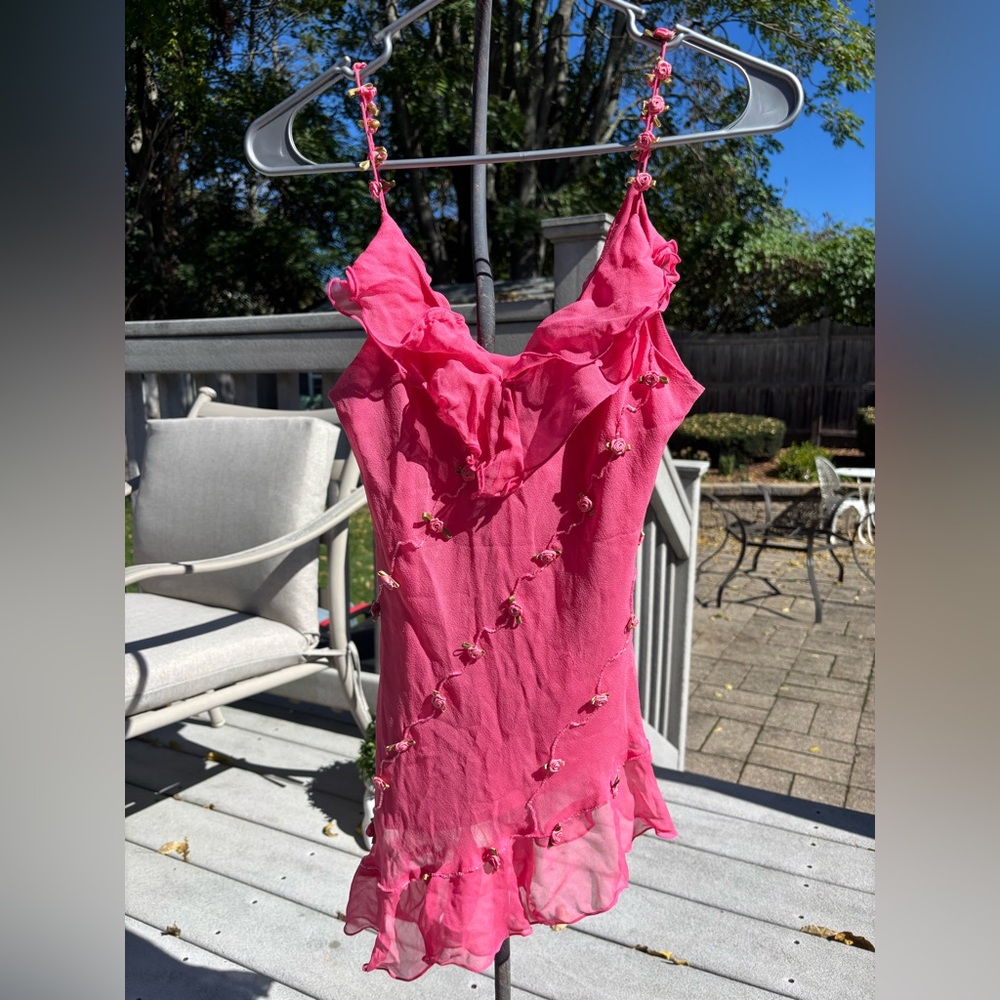 Y2K Floral Beaded Asymmetrical Camisole Small